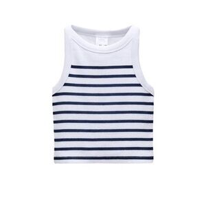 Zara navy blue and White Striped Tank Top